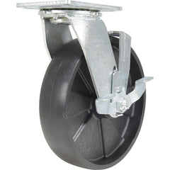 Vestil - Standard Casters; Mount: With Holes ; Style: Swivel w/Brake ; Wheel Diameter: 8 (Inch); Wheel Width: 2 (Inch); Overall Height (Inch): 9-1/2 ; Load Capacity (Lb.): 1250.000 - Exact Tool & Supply
