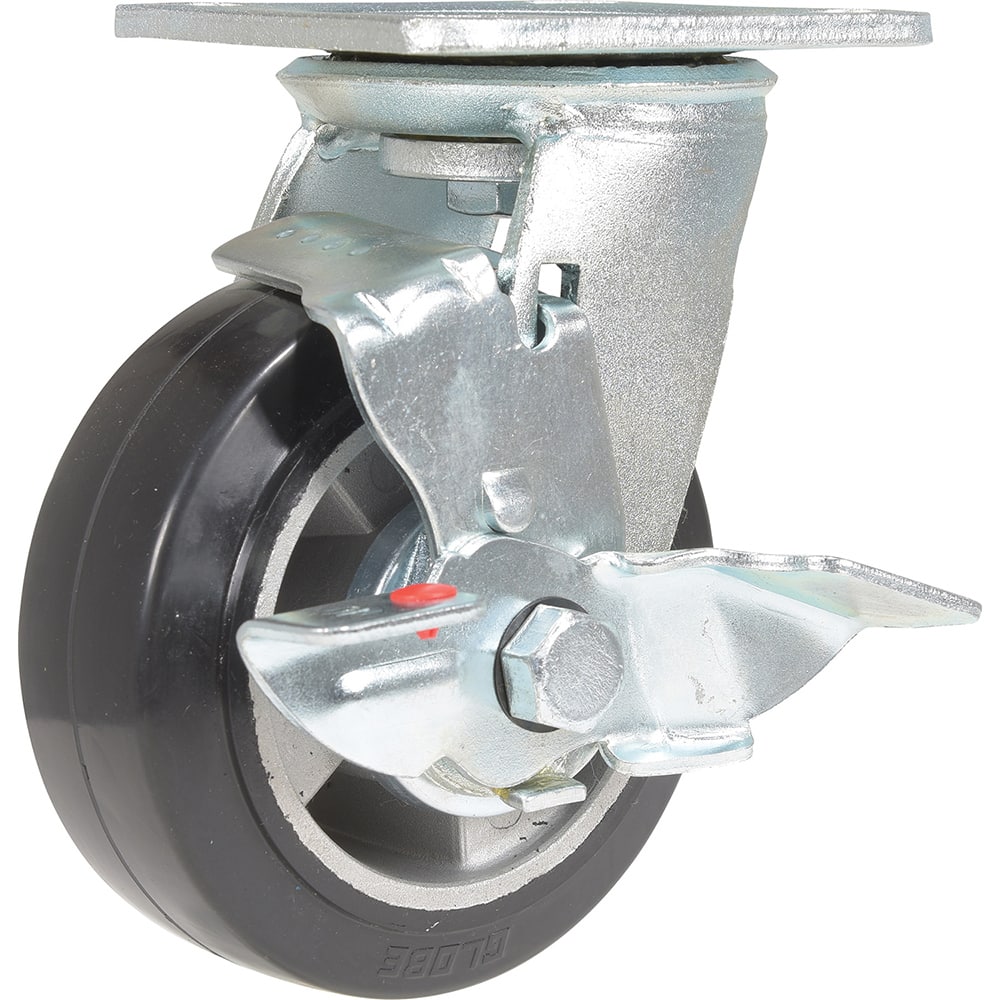 Vestil - Standard Casters; Mount: With Holes ; Style: Swivel w/Brake ; Wheel Diameter: 5 (Inch); Wheel Width: 2 (Inch); Overall Height (Inch): 6-1/2 ; Load Capacity (Lb.): 661.000 - Exact Tool & Supply