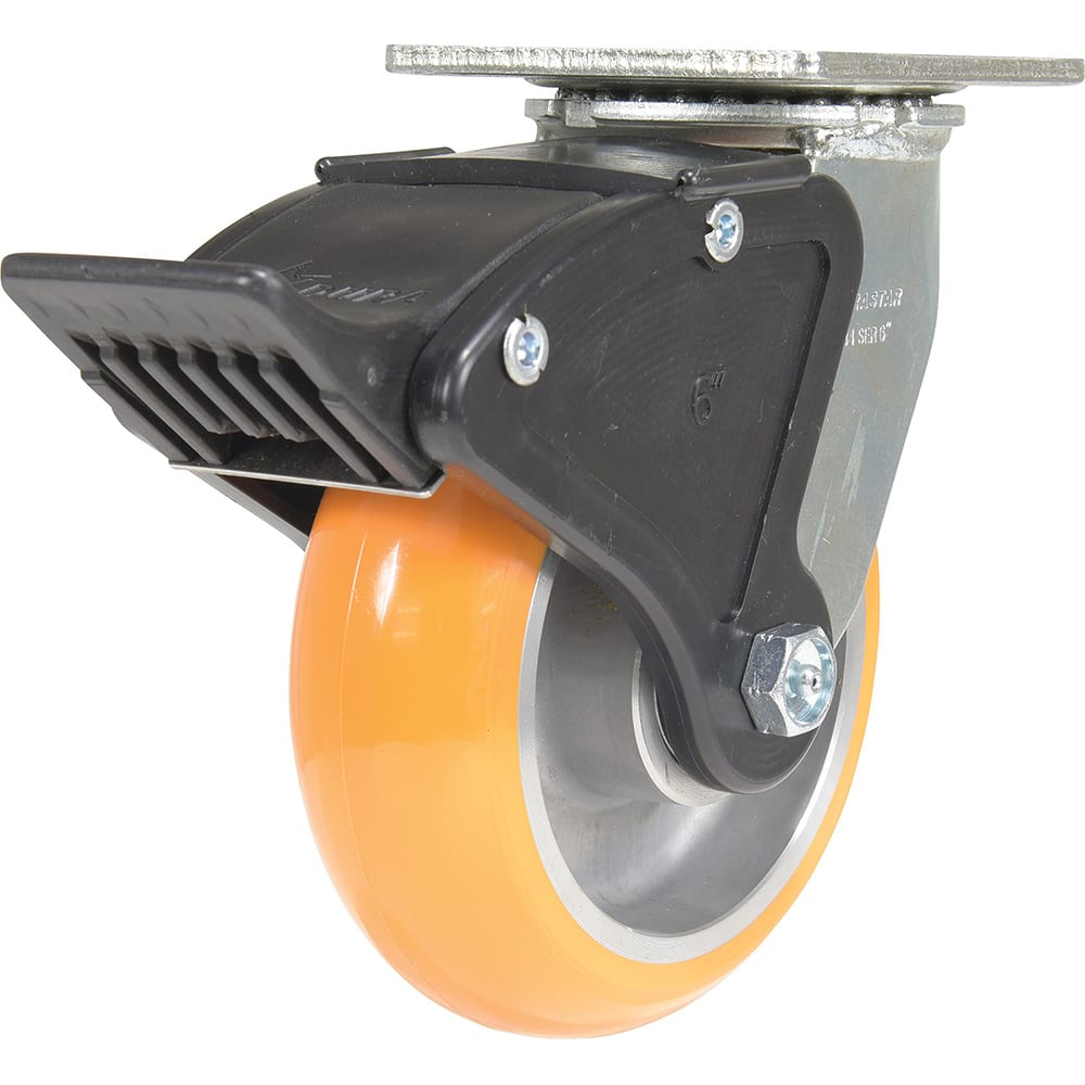 Vestil - Standard Casters; Mount: With Holes ; Style: Swivel w/Total Brake ; Wheel Diameter: 6 (Inch); Wheel Width: 2 (Inch); Overall Height (Inch): 7-1/4 ; Load Capacity (Lb.): 1250.000 - Exact Tool & Supply