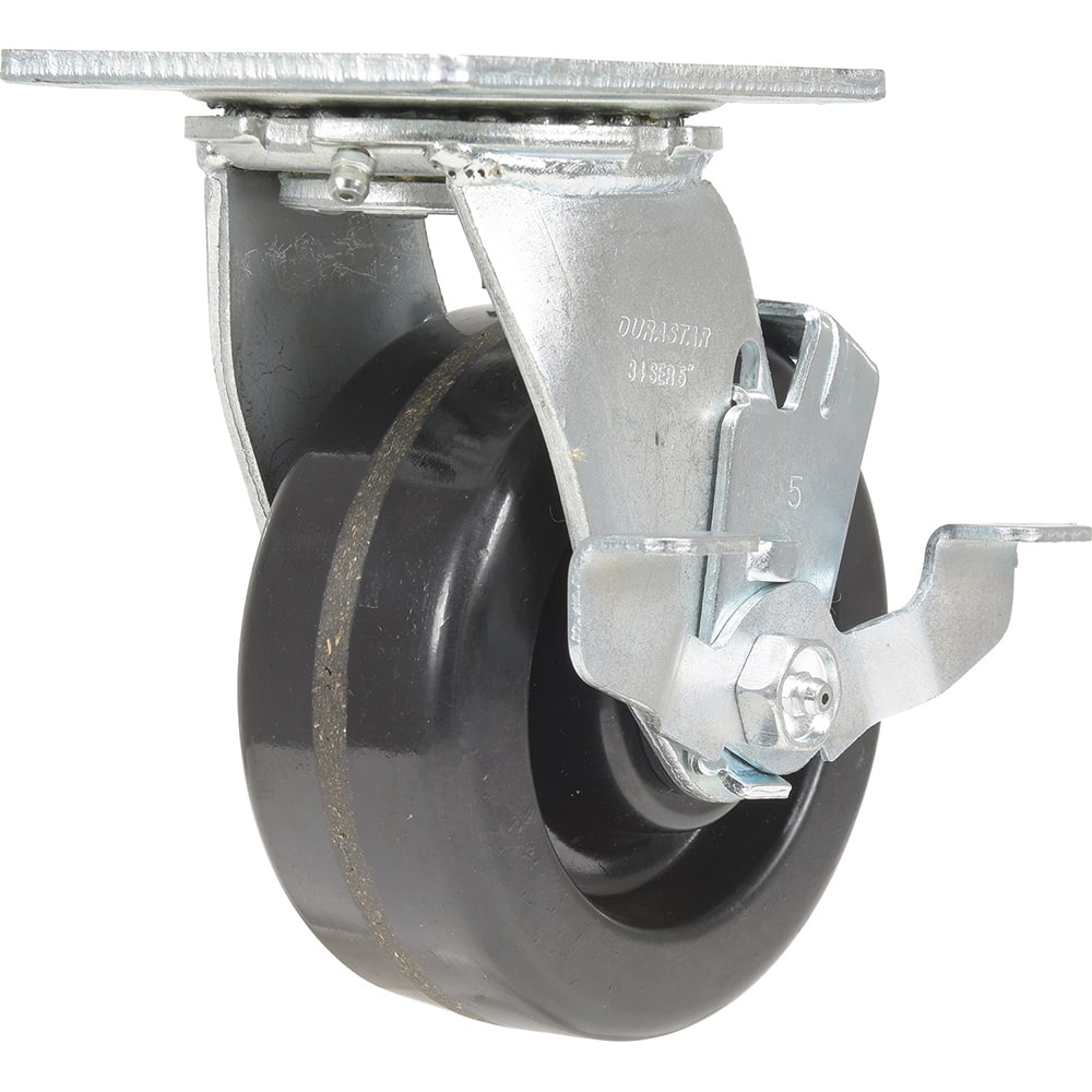 Vestil - Standard Casters; Mount: With Holes ; Style: Swivel w/Brake ; Wheel Diameter: 5 (Inch); Wheel Width: 2 (Inch); Overall Height (Inch): 6-1/2 ; Load Capacity (Lb.): 1000.000 - Exact Tool & Supply