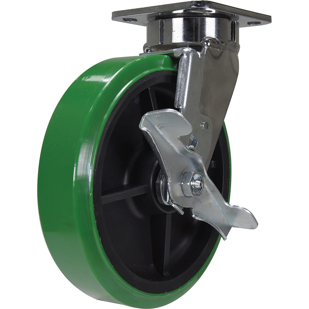 Vestil - Standard Casters; Mount: With Holes ; Style: Swivel w/Brake ; Wheel Diameter: 8 (Inch); Wheel Width: 2 (Inch); Overall Height (Inch): 9-1/2 ; Load Capacity (Lb.): 1000.000 - Exact Tool & Supply