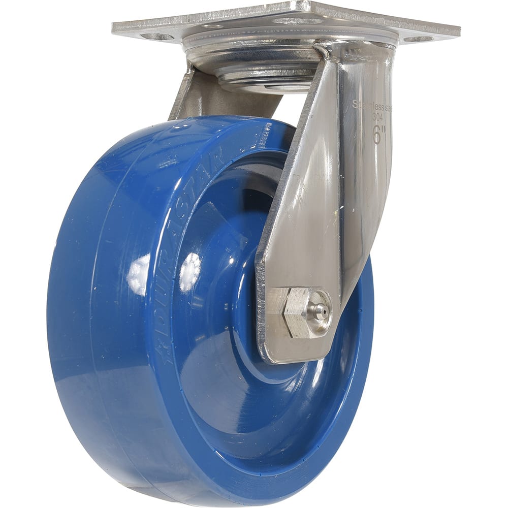 Vestil - Standard Casters; Mount: With Holes ; Style: Swivel ; Wheel Diameter: 6 (Inch); Wheel Width: 2 (Inch); Overall Height (Inch): 7-9/16 ; Load Capacity (Lb.): 1200.000 - Exact Tool & Supply