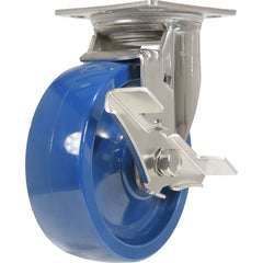 Vestil - Standard Casters; Mount: With Holes ; Style: Swivel w/Brake ; Wheel Diameter: 6 (Inch); Wheel Width: 2 (Inch); Overall Height (Inch): 7-9/16 ; Load Capacity (Lb.): 1200.000 - Exact Tool & Supply
