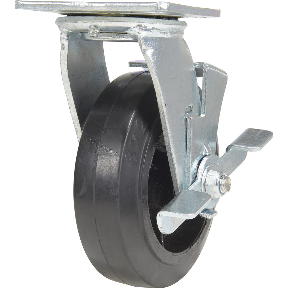 Vestil - Standard Casters; Mount: With Holes ; Style: Swivel w/Brake ; Wheel Diameter: 6 (Inch); Wheel Width: 2 (Inch); Overall Height (Inch): 7-1/2 ; Load Capacity (Lb.): 507.000 - Exact Tool & Supply