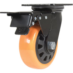 Vestil - Standard Casters; Mount: With Holes ; Style: Swivel w/Total Brake ; Wheel Diameter: 5 (Inch); Wheel Width: 2 (Inch); Overall Height (Inch): 6-1/2 ; Load Capacity (Lb.): 726.000 - Exact Tool & Supply