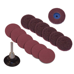PFERD - Disc Kits; Abrasive Type: Non-Woven & Coated ; Disc Diameter (Inch): 2 ; Abrasive Material: Aluminum Oxide; Silicon Carbide ; Grade: Medium ; Number of Pieces: 14.000 - Exact Tool & Supply