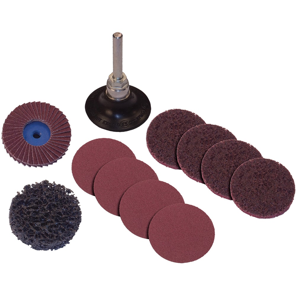 PFERD - Disc Kits; Abrasive Type: Non-Woven & Coated ; Disc Diameter (Inch): 2 ; Abrasive Material: Aluminum Oxide; Silicon Carbide ; Grade: Medium ; Number of Pieces: 11.000 - Exact Tool & Supply