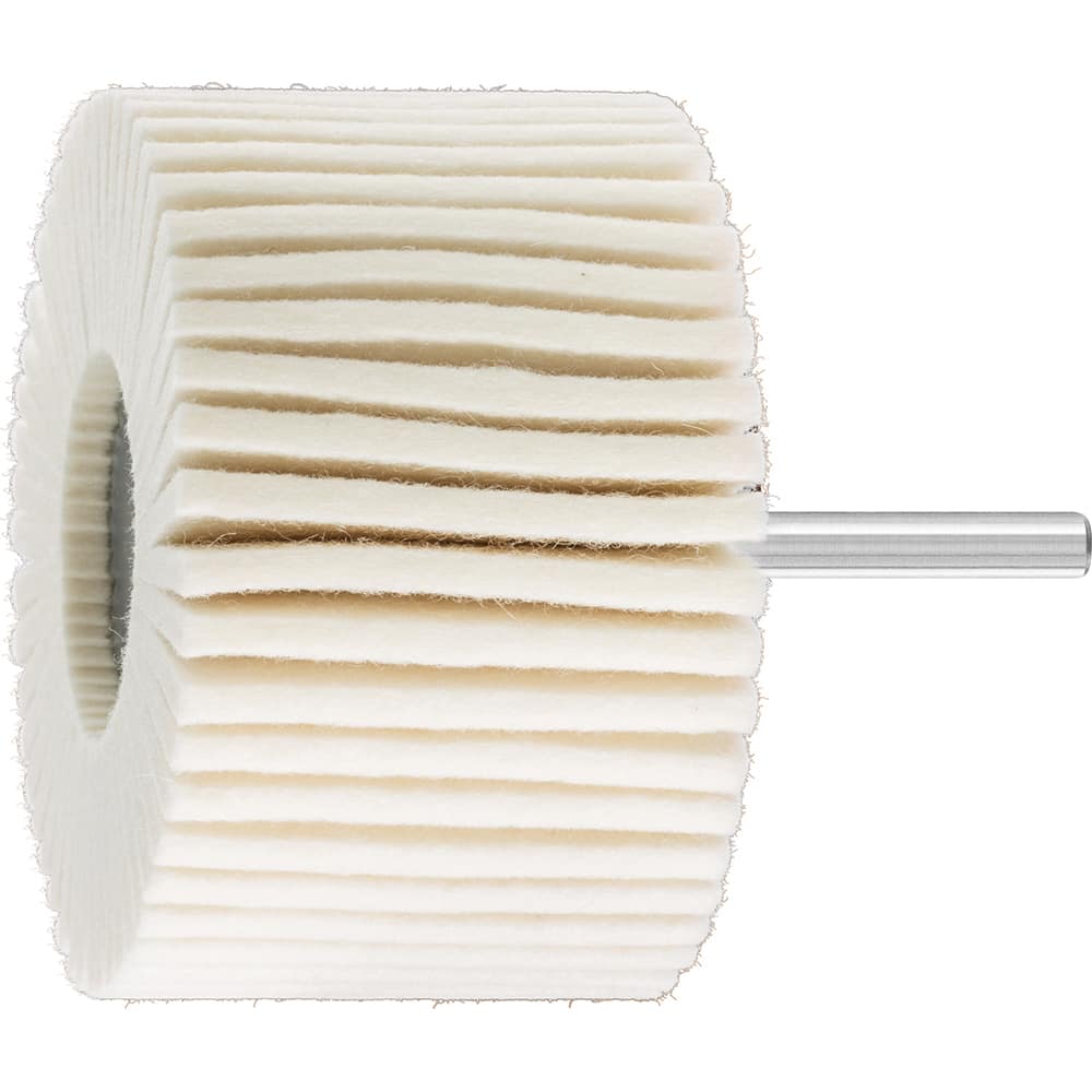 PFERD - Mounted Flap Wheels; Abrasive Type: Coated ; Outside Diameter (Inch): 3 ; Face Width (Inch): 2 ; Abrasive Material: Felt ; Grade: Soft ; Mounting Type: 1/4" Shank - Exact Tool & Supply
