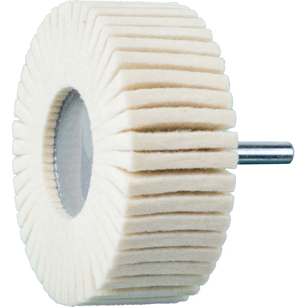 PFERD - Mounted Flap Wheels; Abrasive Type: Coated ; Outside Diameter (Inch): 3 ; Face Width (Inch): 1 ; Abrasive Material: Felt ; Grade: Soft ; Mounting Type: 1/4" Shank - Exact Tool & Supply