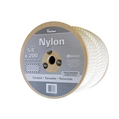 Mibro - Rope; Type: Twisted Rope ; Head/Holder Diameter (Inch): 5/8 ; Material: Nylon ; Load Capacity (Lb.): 935.000 ; Maximum Length: 200.00 ; Color: White - Exact Tool & Supply