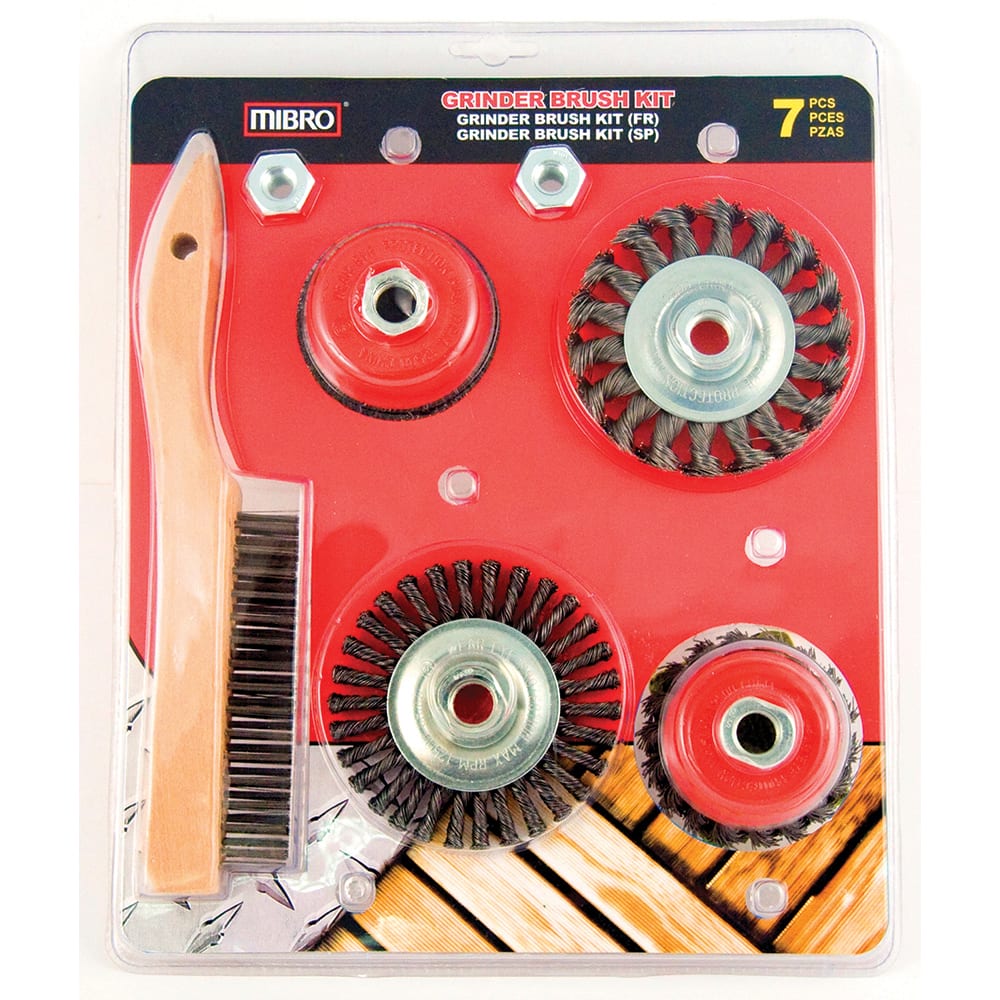 Mibro - Power Brush Sets; Brush Diameter (mm): 3; 4 ; Set Includes: (2) 1-1/2" Coarse Wire Wheel Brush; 2" Coarse Wire Wheel Brush; 2-1/2" Coarse Wire Wheel Brush; 3" Coarse Wire Wheel Brush; 2" Coarse Wire Cup Brush ; Number of Pieces: 7.000 ; Fill Mate - Exact Tool & Supply