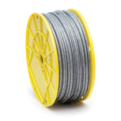 Mibro - Wire Rope & Cable; Type: Aircraft Cable ; Breaking Strength (Lb.): 340.00 ; Diameter (Inch): 3/16 ; Bare Diameter: 1/8 (Inch); Strand Type: 7 x 7 ; Head Coating: Vinyl - Exact Tool & Supply