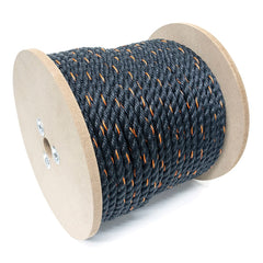 Mibro - Rope; Type: Truck Rope ; Head/Holder Diameter (Inch): 3/8 ; Material: Polypropylene ; Load Capacity (Lb.): 244.000 ; Maximum Length: 400.00 ; Color: Black/Orange - Exact Tool & Supply