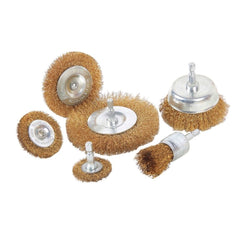 Mibro - Power Brush Sets; Brush Diameter (mm): 1.5; 2; 2.5; 3 ; Set Includes: 3" Crimped Wire Cup Brush; 3" Knotted Wire Cup Brush; 4" Knotted Wire Wheel Brush; 4" Stringer Bead Knotted Wire Wheel Brush; Wood-Handled Wire Brush; M10x1.25 Wire Brush Conve - Exact Tool & Supply
