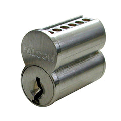Falcon - Cylinders; Type: Interchangeable Core ; Keying: H Keyway ; Number of Pins: 6 ; Material: Brass ; Finish/Coating: Satin Chrome - Exact Tool & Supply