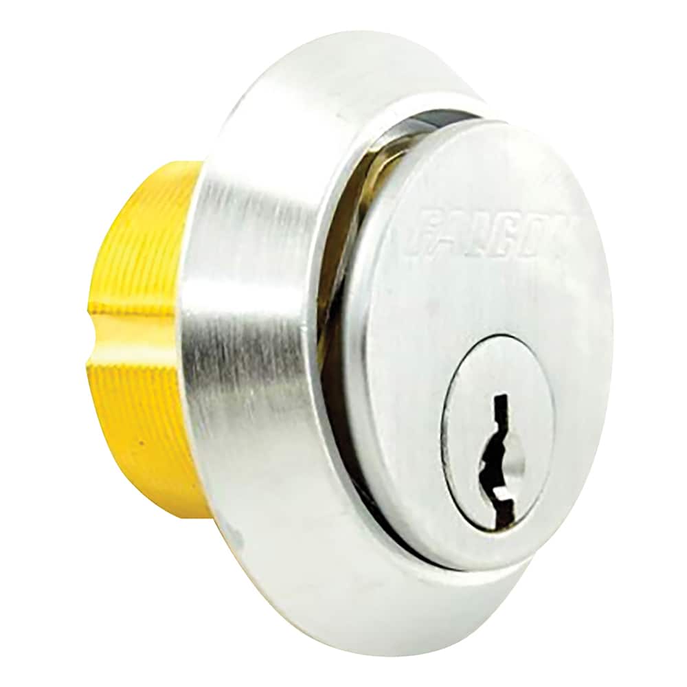 Falcon - Cylinders; Type: Mortise ; Keying: G Keyway ; Number of Pins: 6 ; Material: Brass ; Finish/Coating: Satin Chrome - Exact Tool & Supply