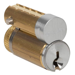 Schlage - Cylinders; Type: Removeable Core ; Keying: P Keyway ; Number of Pins: 6 ; Material: Brass ; Finish/Coating: Satin Chrome - Exact Tool & Supply