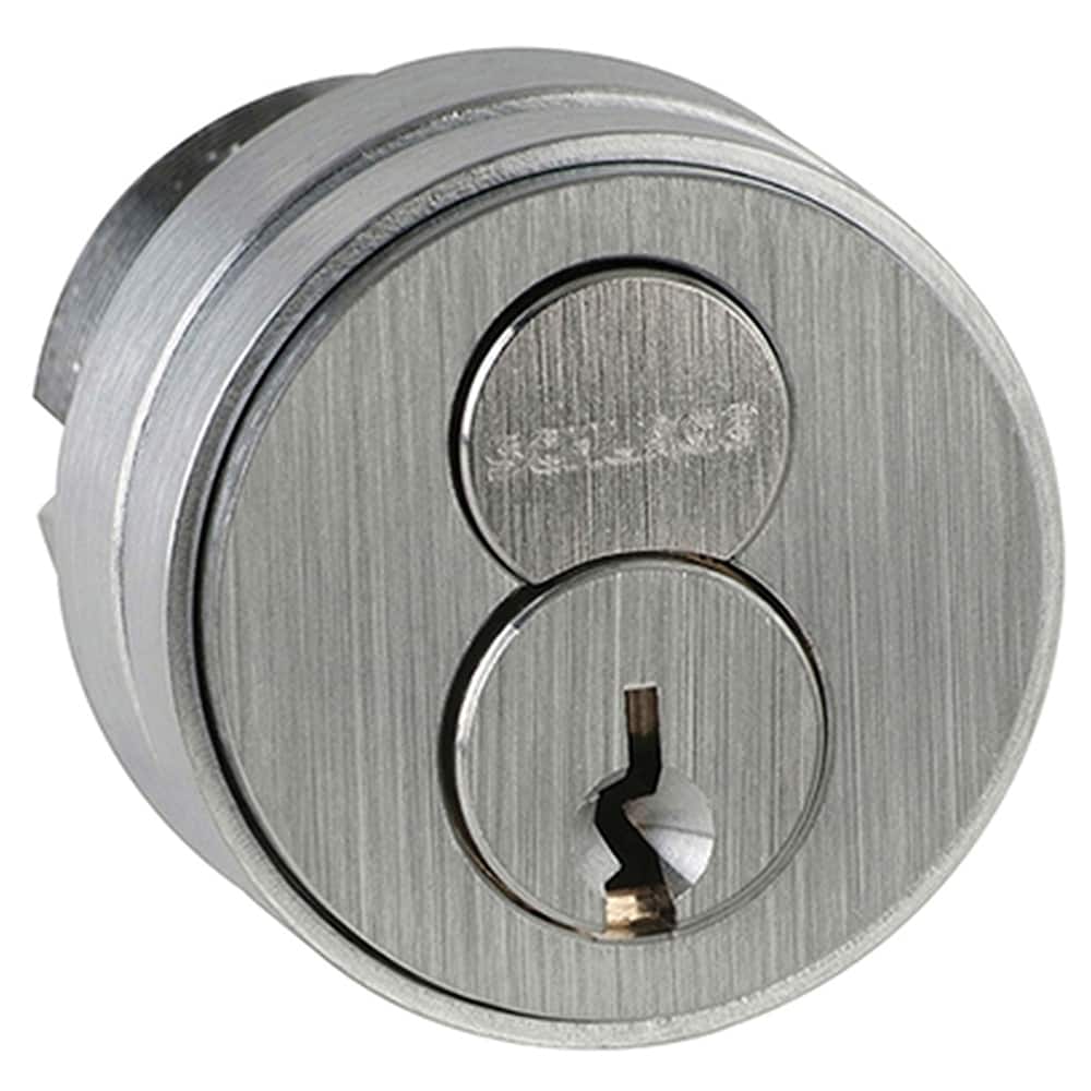 Schlage - Cylinders; Type: Mortise ; Keying: C Keyway ; Number of Pins: 6 ; Material: Brass ; Finish/Coating: Satin Chrome - Exact Tool & Supply