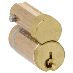 Schlage - Cylinders; Type: Removeable Core ; Keying: S123 Keyway ; Number of Pins: 6 ; Material: Brass ; Finish/Coating: Satin Brass - Exact Tool & Supply