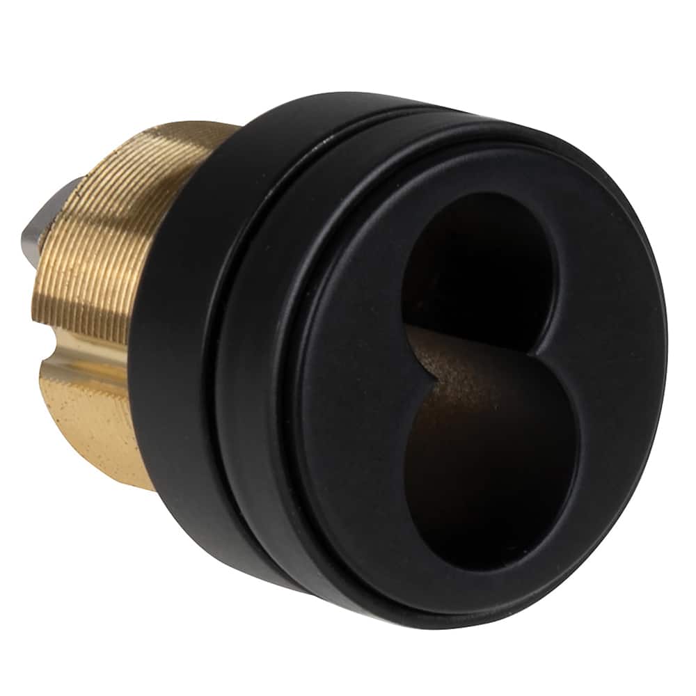Schlage - Cylinders; Type: Mortise ; Keying: Less Core ; Number of Pins: 6 ; Material: Brass ; Finish/Coating: Black - Exact Tool & Supply