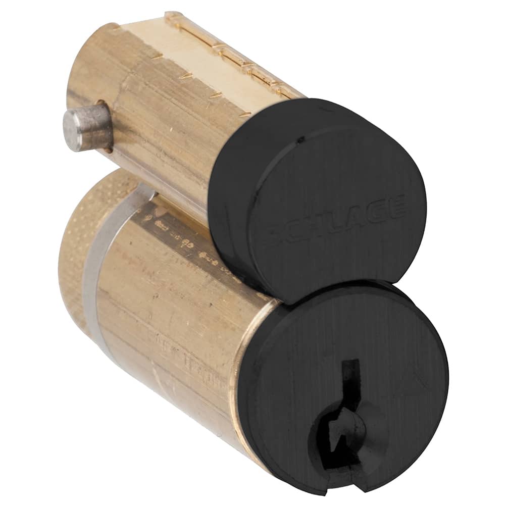 Schlage - Cylinders; Type: Removeable Core ; Keying: S123 Keyway ; Number of Pins: 6 ; Material: Brass ; Finish/Coating: Black - Exact Tool & Supply