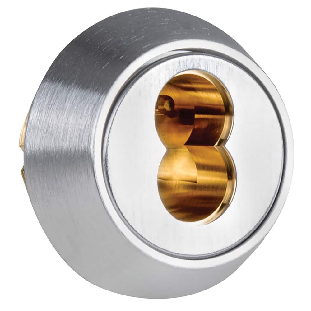 Falcon - Cylinders; Type: Mortise ; Keying: Less Core ; Number of Pins: 6, 7 ; Material: Brass ; Finish/Coating: Satin Chrome - Exact Tool & Supply