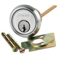 Schlage - Cylinders; Type: Rim ; Keying: C123 Keyway ; Number of Pins: 6 ; Material: Brass ; Finish/Coating: Satin Chrome - Exact Tool & Supply