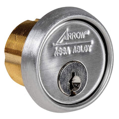 Arrow Lock - Cylinders; Type: Mortise ; Keying: AR keyway ; Number of Pins: 6 ; Material: Brass ; Finish/Coating: Stainless Steel - Exact Tool & Supply