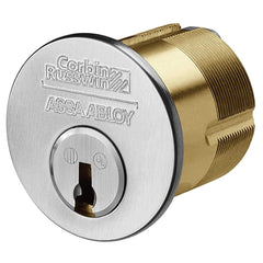 Corbin Russwin - Cylinders; Type: Mortise ; Keying: D1 Keyway ; Number of Pins: 6 ; Material: Brass ; Finish/Coating: Satin Chrome - Exact Tool & Supply