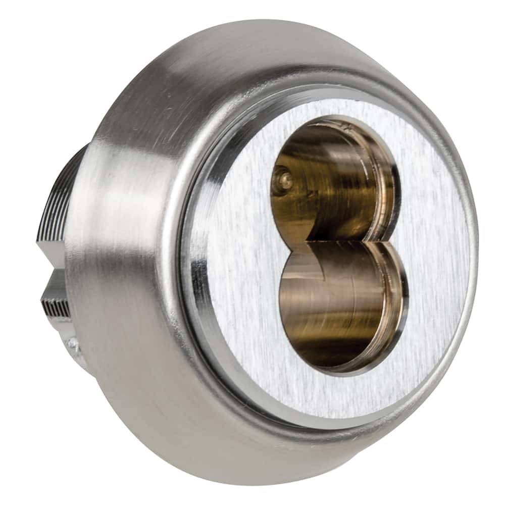 Best - Cylinders; Type: Mortise ; Keying: Less Core ; Number of Pins: 7 ; Material: Brass ; Finish/Coating: Satin Chrome - Exact Tool & Supply