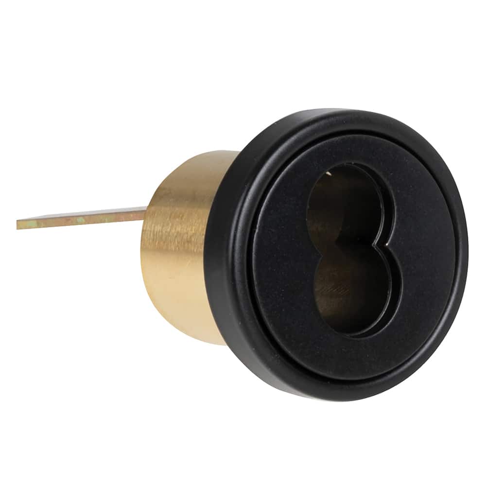 Schlage - Cylinders; Type: Rim ; Keying: Less Core ; Number of Pins: 7 ; Material: Brass ; Finish/Coating: Black - Exact Tool & Supply