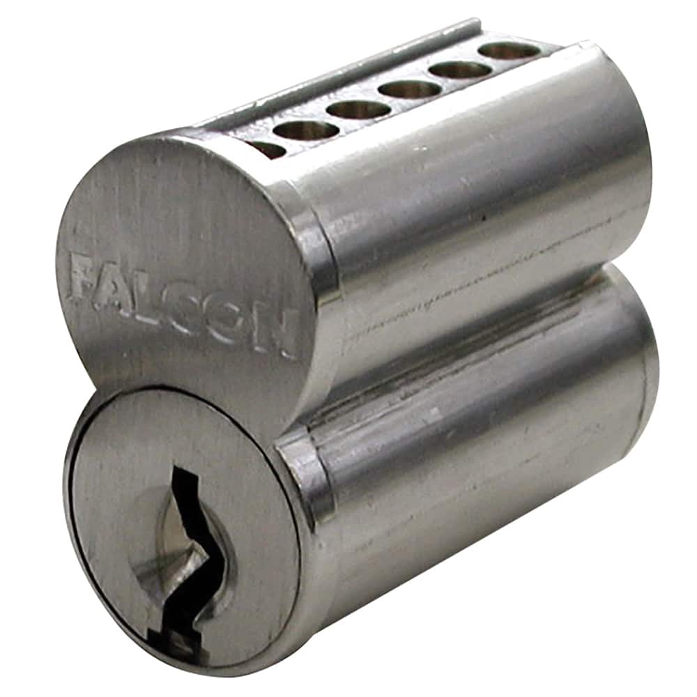 Falcon - Cylinders; Type: Interchangeable Core ; Keying: H Keyway ; Number of Pins: 6 ; Material: Brass ; Finish/Coating: Satin Chrome - Exact Tool & Supply