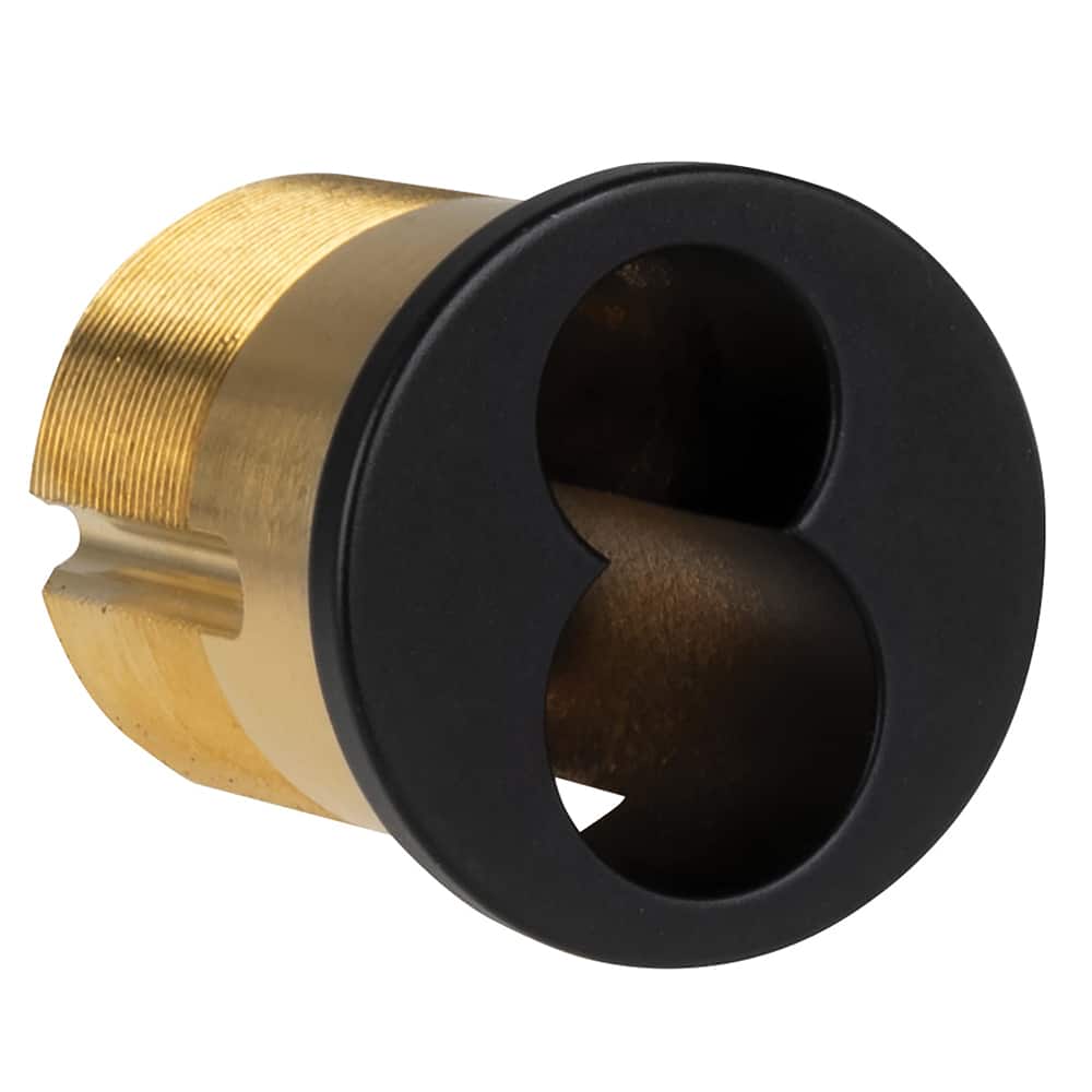 Schlage - Cylinders; Type: Mortise ; Keying: Less Core ; Number of Pins: 6 ; Material: Brass ; Finish/Coating: Black - Exact Tool & Supply
