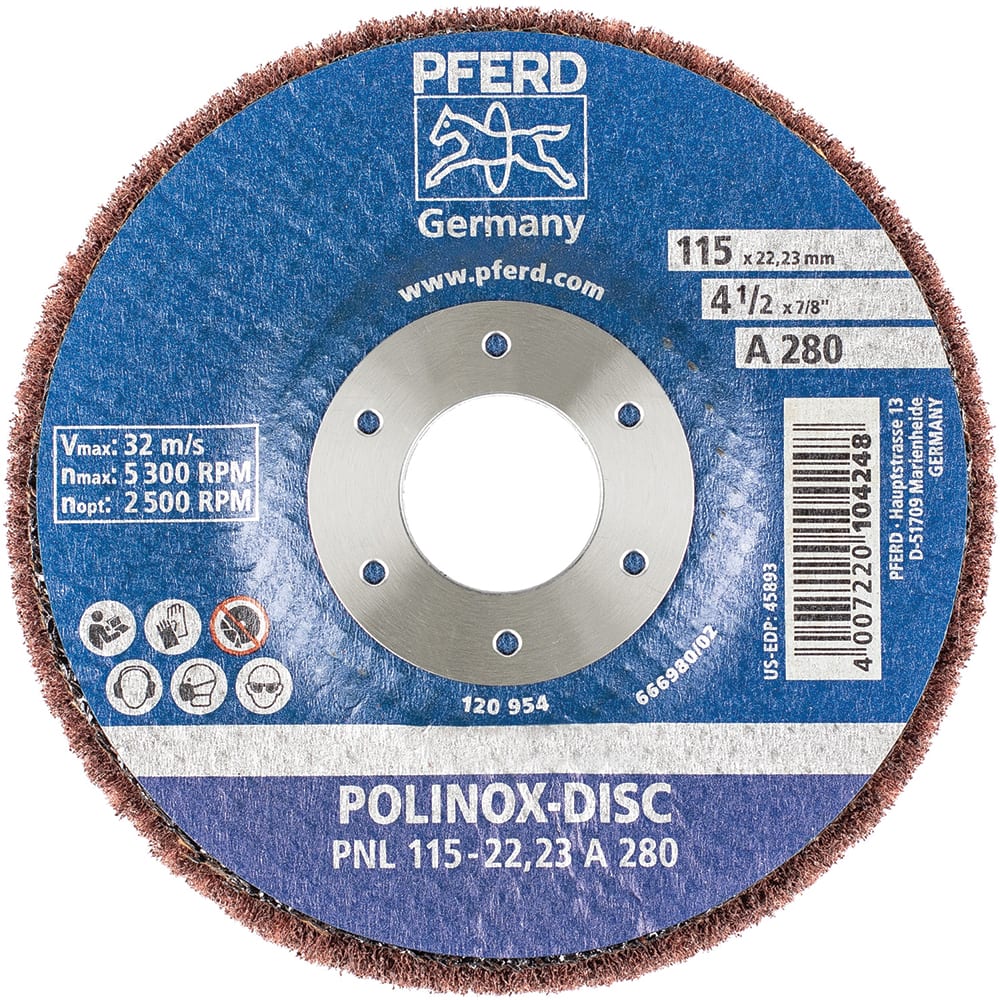 PFERD - 4-1/2 x 3/4" Aluminum Oxide Deburring Disc - Exact Tool & Supply