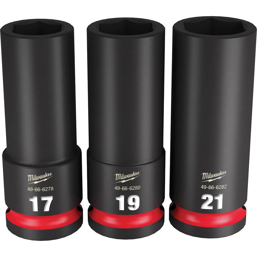 Milwaukee Tool - 3 Pc 1/2" Drive Deep Socket Set - Exact Tool & Supply