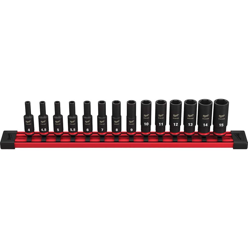Milwaukee Tool - 14 Pc 1/4" Drive Deep Socket Set - Exact Tool & Supply