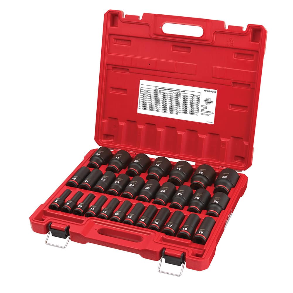 Milwaukee Tool - 29 Pc 1/2" Drive Deep Socket Set - Exact Tool & Supply