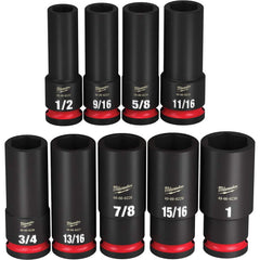 Milwaukee Tool - 9 Pc 1/2" Drive Deep Socket Set - Exact Tool & Supply