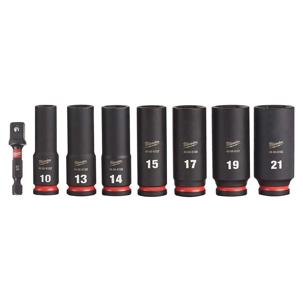 Milwaukee Tool - 8 Pc 3/8" Drive Deep Socket Set - Exact Tool & Supply