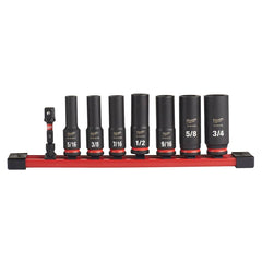 Milwaukee Tool - 8 Pc 3/8" Drive Deep Socket Set - Exact Tool & Supply
