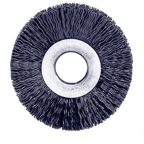 2″ Small Diameter Nylon Wheel Brush, .014″ Crimped Black Fill, 1/2″ Arbor Hole - Exact Tool & Supply