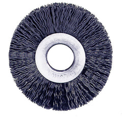 2″ Small Diameter Nylon Wheel Brush, .014″ Crimped Black Fill, 1/2″ Arbor Hole - Exact Tool & Supply