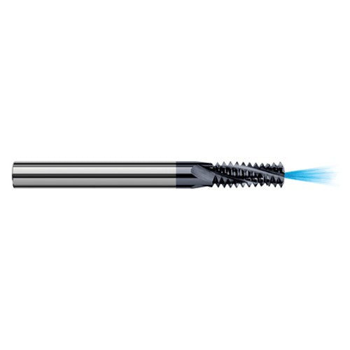 ‎0.3500″ Cutter Diameter × 0.8750″ (7/8″) Length of Cut Carbide Multi-Form 1/2″-13 Thread Milling Cutter Coolant Through, 4 Flutes, AlTiN Coated - Exact Tool & Supply