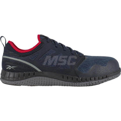 Work Boot: Size 8.5, Microfiber, Steel Toe Blue, Medium Width, Non-Slip Sole