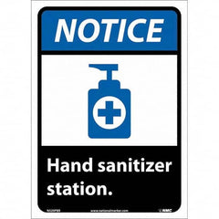 NMC - "Notice - Hand Sanitizer Station", 10" Wide x 14" High, Pressure-Sensitive Vinyl Safety Sign - Exact Tool & Supply