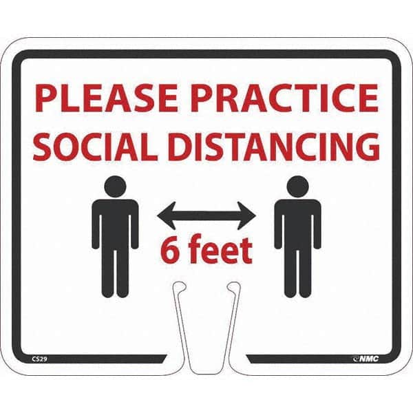 NMC - "Please Practice Social Distancing", 12-5/8" Wide x 10-3/8" High, Rigid Plastic Safety Sign - Exact Tool & Supply