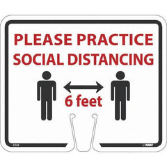 NMC - "Please Practice Social Distancing", 12-5/8" Wide x 10-3/8" High, Rigid Plastic Safety Sign - Exact Tool & Supply
