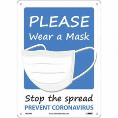 NMC - "Please Wear A Mask", 10" Wide x 14" High, Rigid Plastic Safety Sign - Exact Tool & Supply