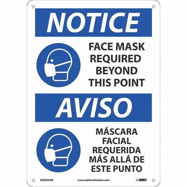 NMC - "Notice - Face Mask Required Beyond This Point", 10" Wide x 14" High, Aluminum Safety Sign - Exact Tool & Supply