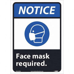 NMC - "Notice - Face Mask Required", 10" Wide x 14" High, Pressure-Sensitive Vinyl Safety Sign - Exact Tool & Supply
